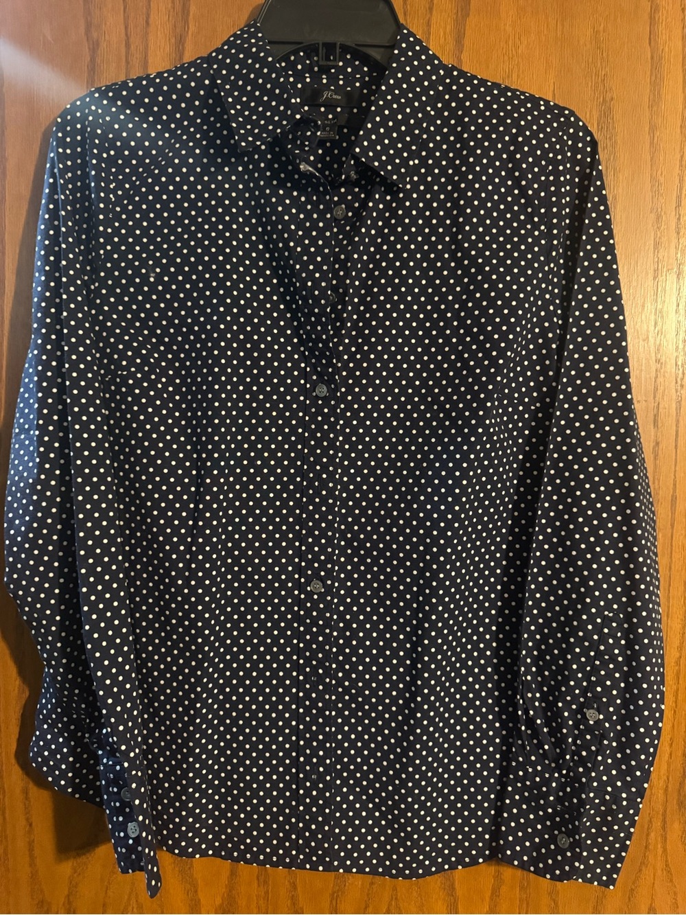 J. Crew Navy and White Polka Dot Button-Down Shirt